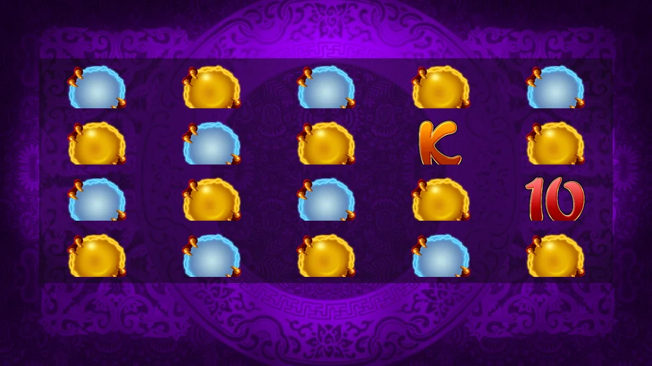 Genghis Khan Dragon Link respin feature with Blue Orb symbols filling the grid