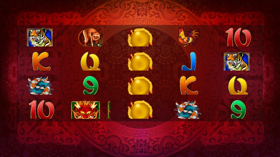 Golden Orb wild symbol transforming the middle reel in Genghis Khan pokie